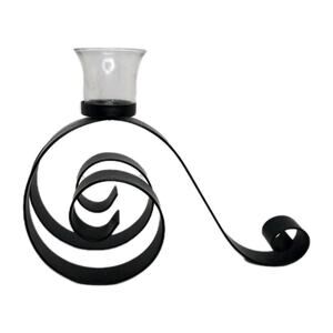 Wrought Iron Votive Candle Holder Scrolled Design Black Finish